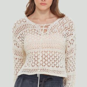 Dex Lace Up Crochet Sweater