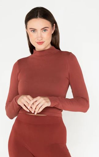 C'est Moi Crop Mock Neck Top