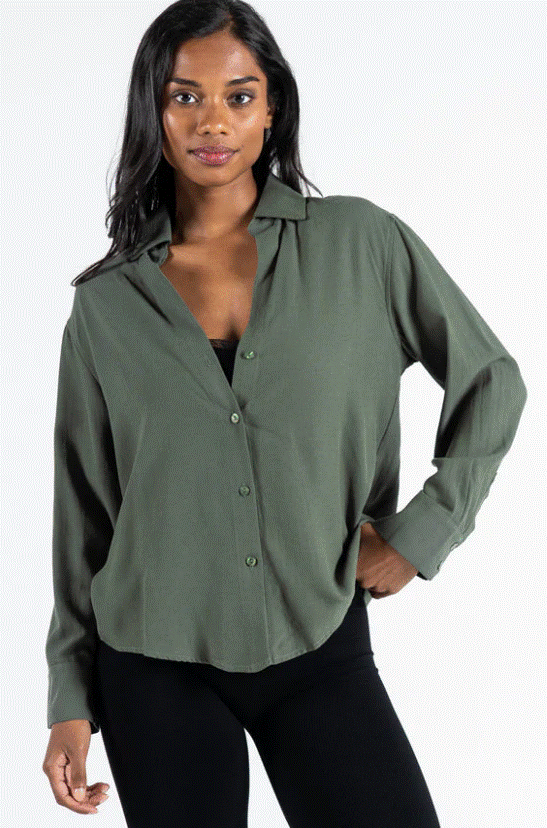 C'est Moi Linen Button Blouse