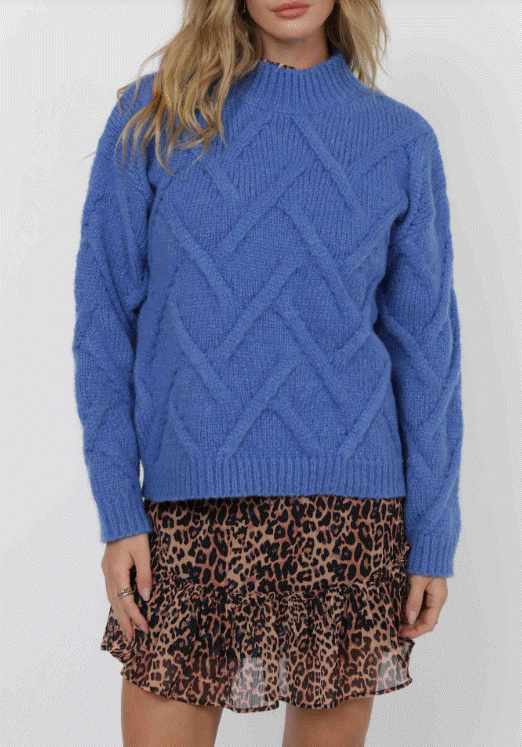 Sage The Label On Stage Mock Neck New Cable Sweater