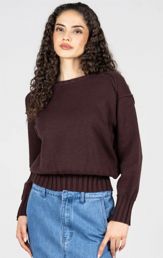C'est Moi Knit Rib Detail Crew