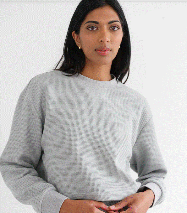 Brunette The Label Waffle Boxy Top