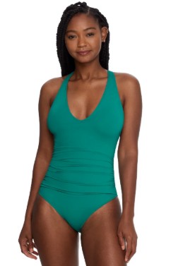 Anne Cole V Neck Crossback One Piece