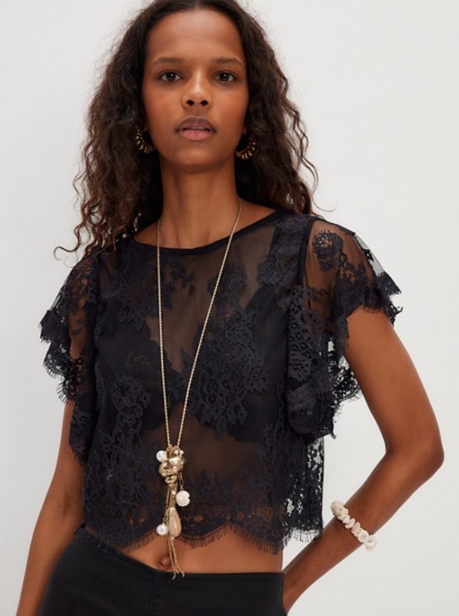 Free People Lunar Ash Lace Top