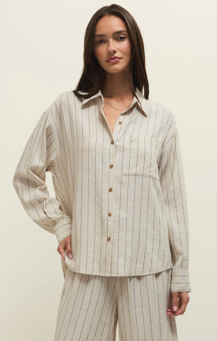 Z Supply Alfie Striped Button Up Top