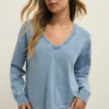 Z Supply Delphine Knit Denim Sweatshirt