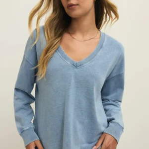 Z Supply Delphine Knit Denim Sweatshirt