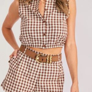 Sadie and Sage Mustang Gingham Sleeveless Top