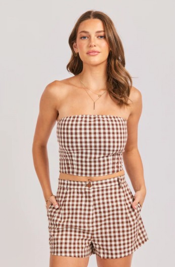 Sadie and Sage Mustang Gingham Tube Top