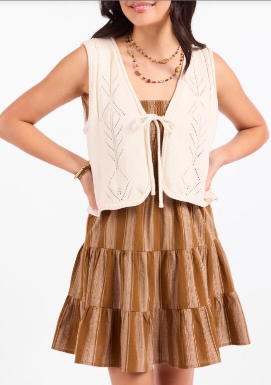Sadie and Sage Junie Pointelle Sweater Vest