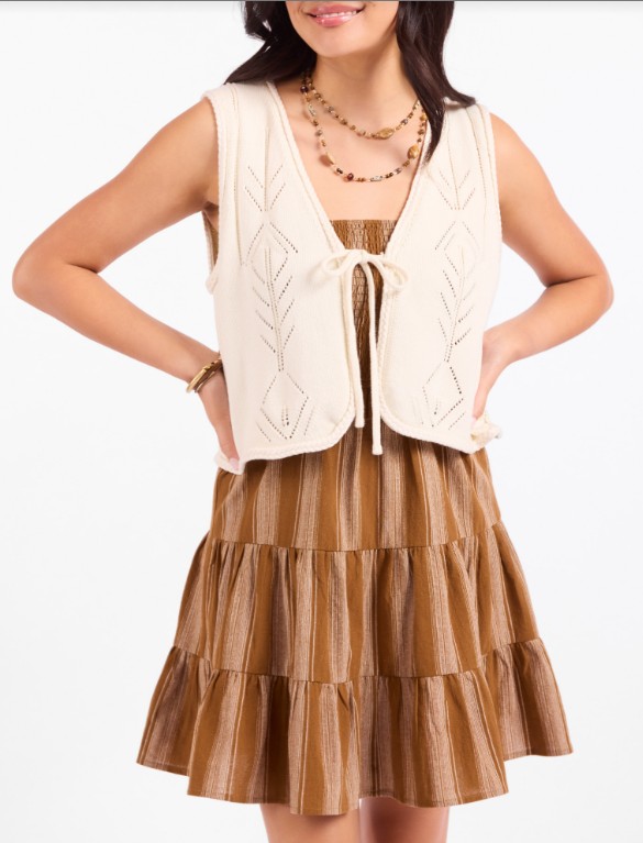 Sadie and Sage Junie Pointelle Sweater Vest