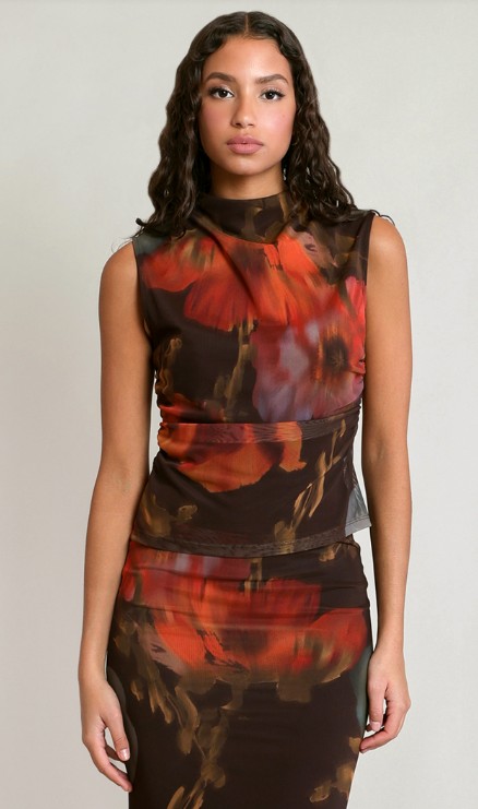 Dex Mesh Floral Top