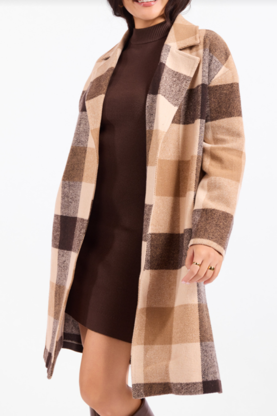 Sadie and Sage Farmland Plaid Open Coat