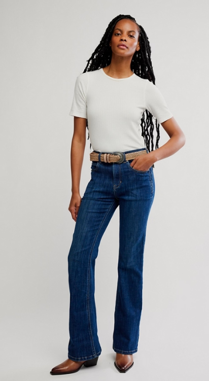 Free People Double Knot High Rise Straight Denim