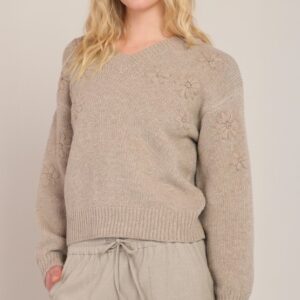 Dex Flower Embroidered Sweater Top