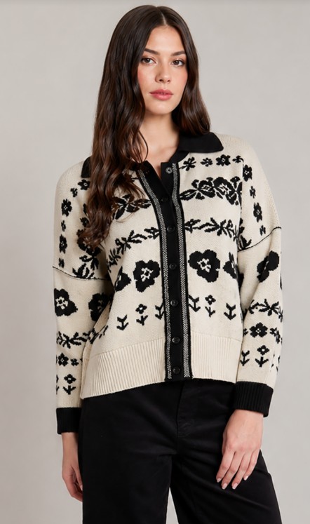 Dex Flower Jacquard Cardigan