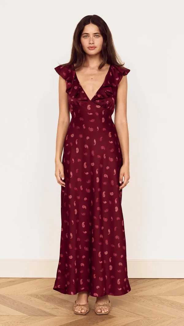 Mink Pink Aries Ruffled Midi Dress