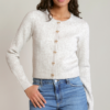 Dex Bow Button Cropped Cardigan