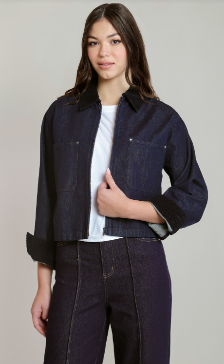 Dex Corduroy Collar Denim Jacket