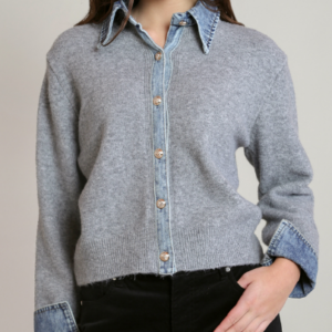 Dex Denim Trim Sweater Shirt