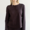Brunette The Label Waffle Henley Top